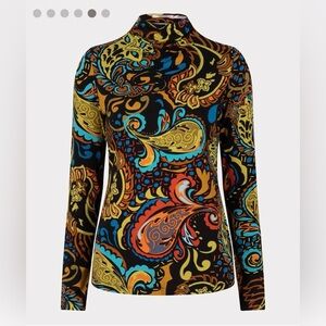 Bright Paisley Print Long Sleeve Top